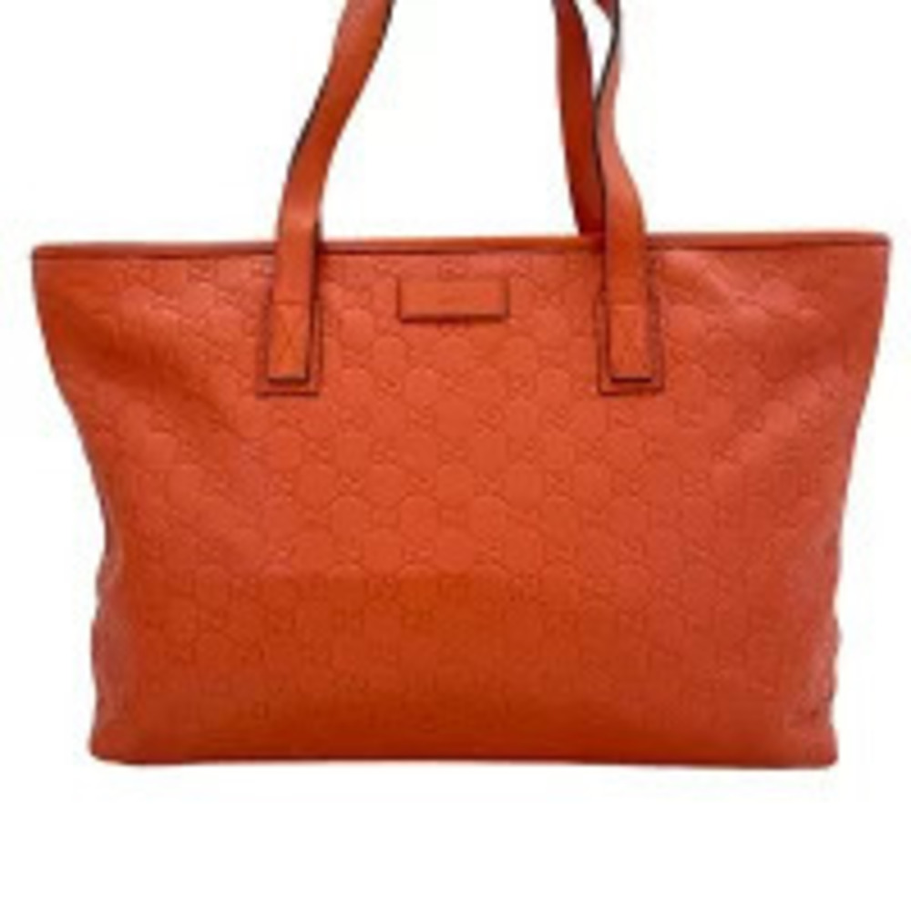 Gucci Guccissima leather tote bag debossed GG dual top handles Orange